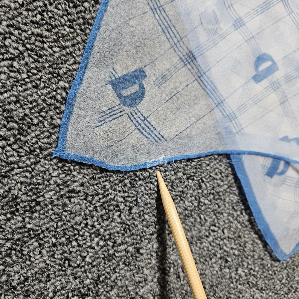 Blue White Plaid‎ Logo Print Sheer Rectangular Neck Scarf Neckerchief 13x26